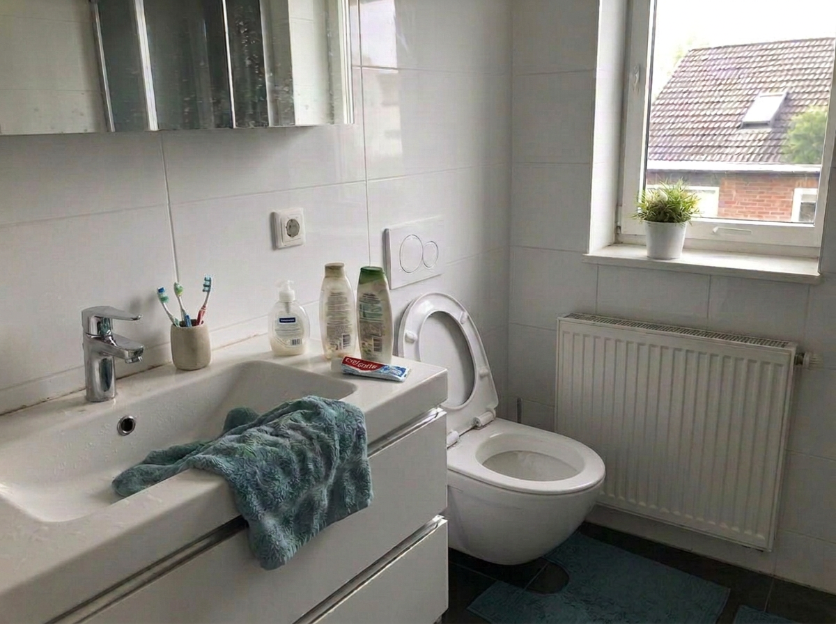 Voor: Frisse badkamer met schone tegels