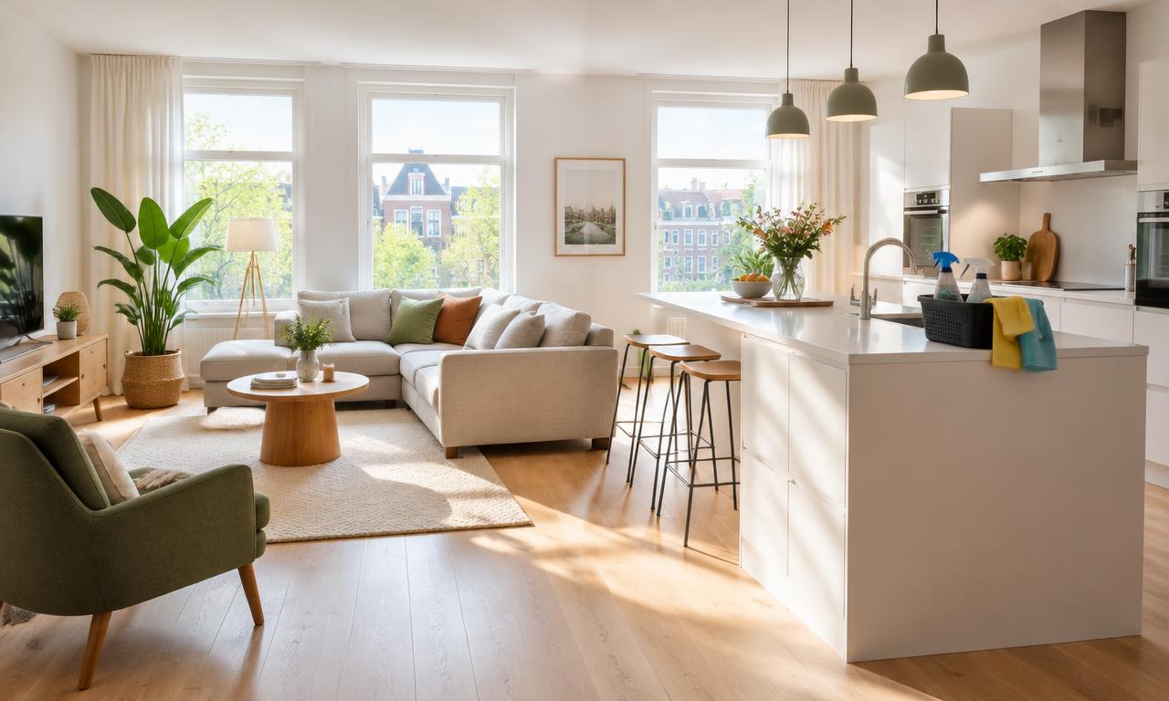 Professionele schoonmaak van een lichte woning in de regio Utrecht